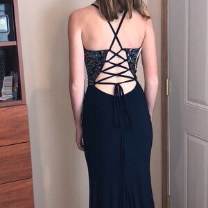 Faviana Navy Blue Size 4 Prom Dress
